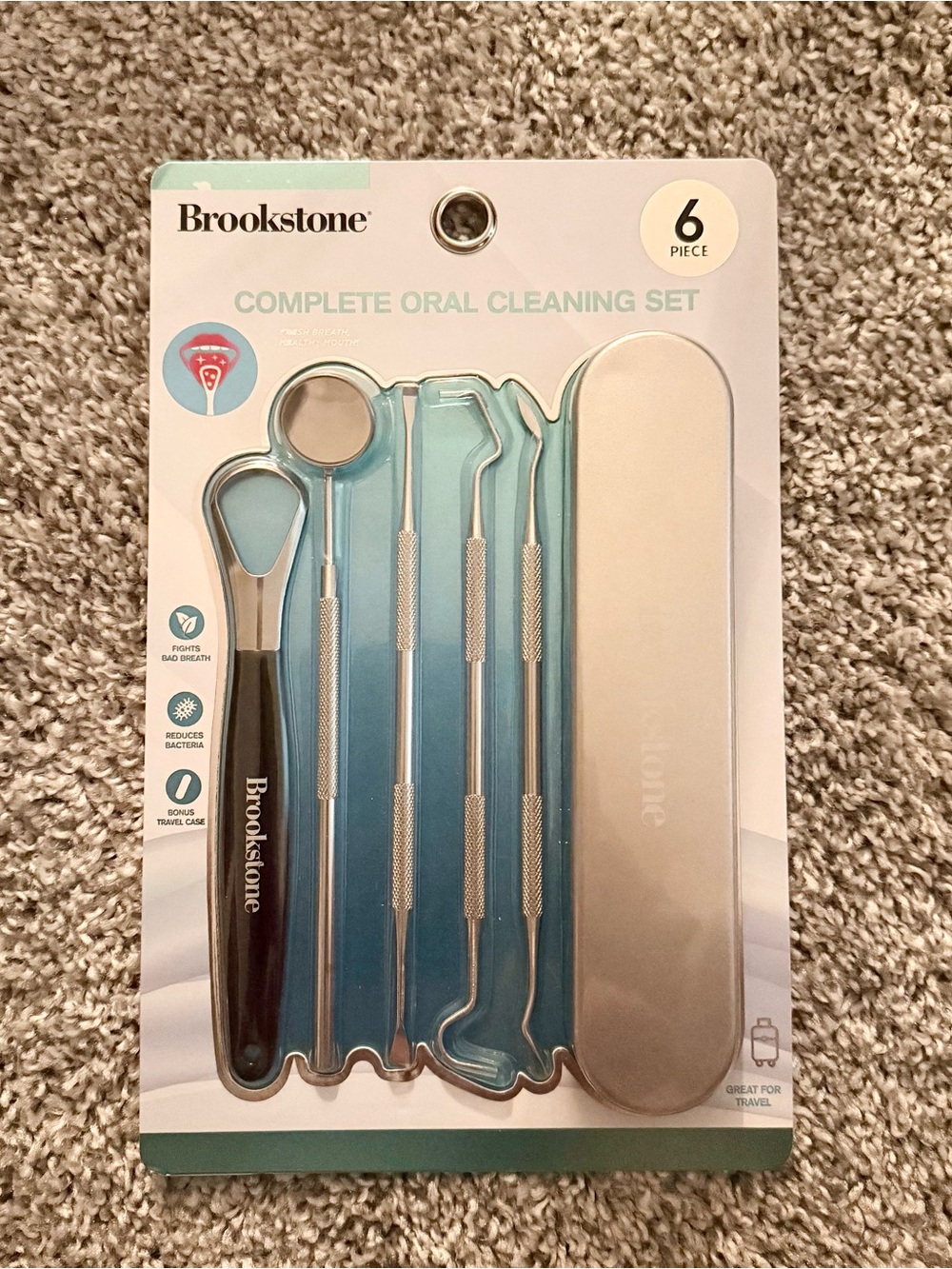 Brookstone Complete Oral Cleaning Set - Black & Silver (6-Piece)
